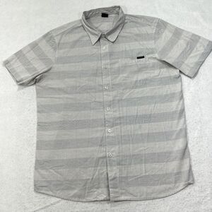 Oakley Sunglasses Men's Large Short Sleeve Button Front Light Gray Shirt